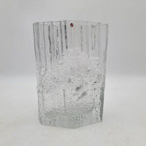 Iittala Tapio Wirkkala Pinus Vase Clear Glass Textured Design Finland 9" Tall